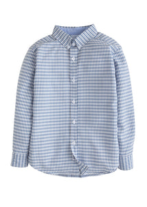 Button Down Shirt - Gray Blue Gingham