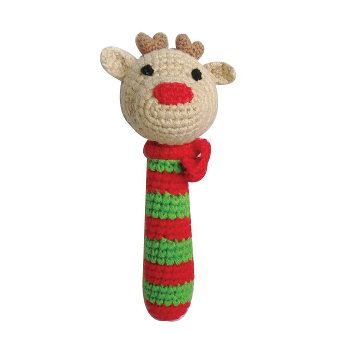 Reindeer Holiday Crochet Stick Rattle