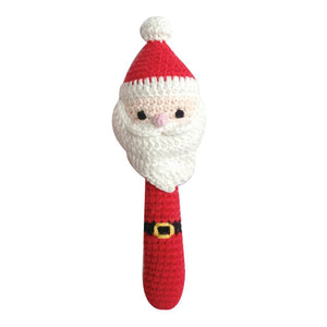 Santa Holiday Crochet Stick Rattle